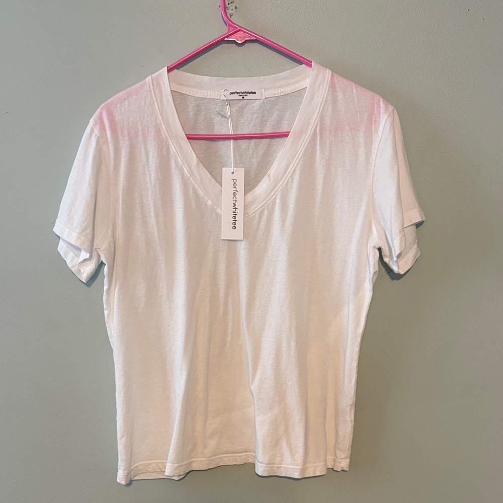 perfectwhitetee White Women's V-Neck Short Sleeve Tee